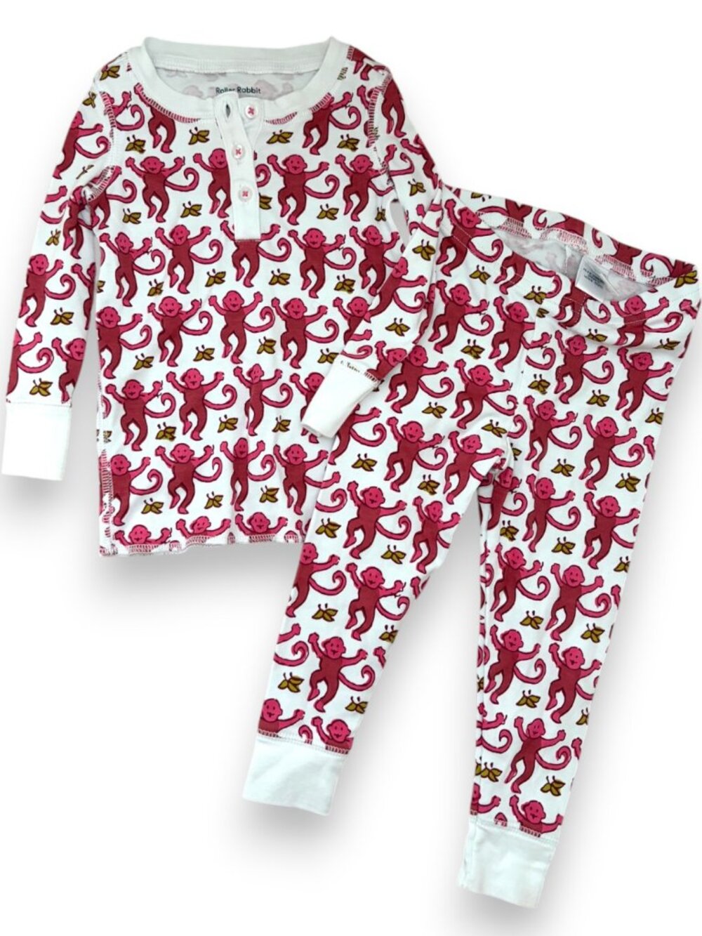 Like New, Roberta Roller Rabbit pajama set pink monkey 12-18 months